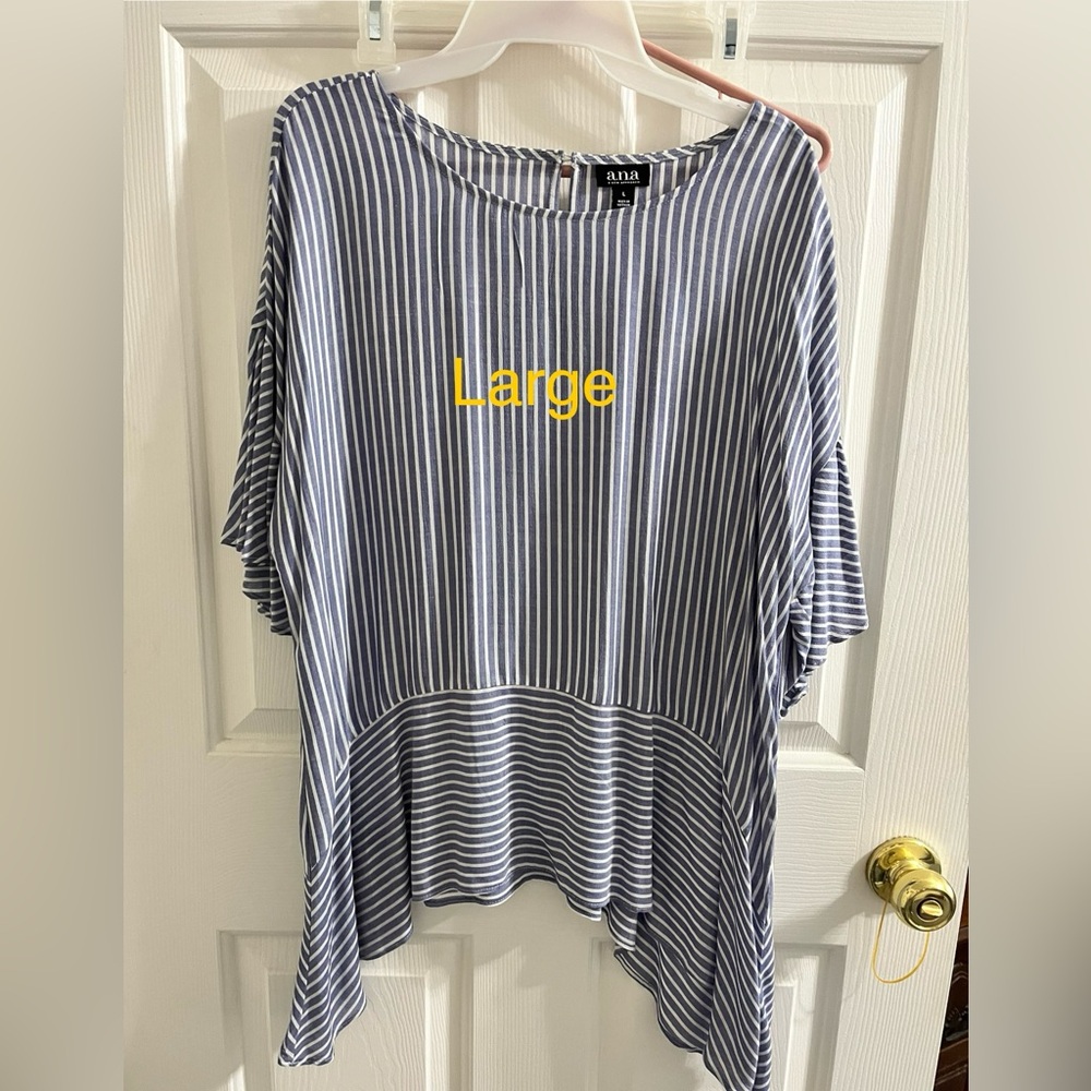 Blue and white striped blouse
